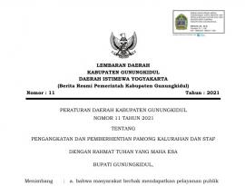 PERDA NOMOR  11 TAHUN 2021 PENGANGKATAN DAN PEMBERHENTIAN PAMONG KALURAHAN DAN STAF